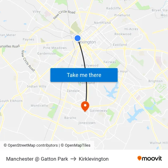 Manchester @ Gatton Park to Kirklevington map