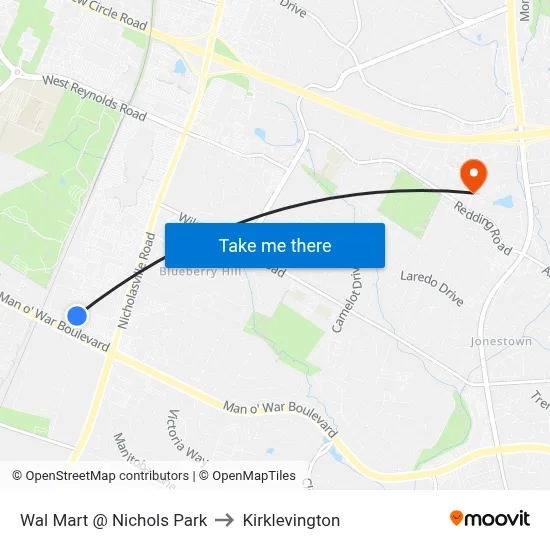 Wal Mart @ Nichols Park to Kirklevington map