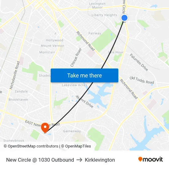 New Circle @ 1030 Outbound to Kirklevington map
