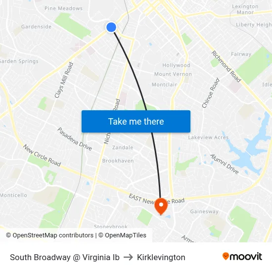South Broadway @ Virginia Ib to Kirklevington map