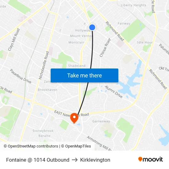 Fontaine @ 1014 Outbound to Kirklevington map