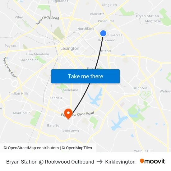 Bryan Station @ Rookwood Outbound to Kirklevington map