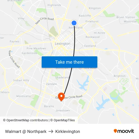 Walmart @ Northpark to Kirklevington map