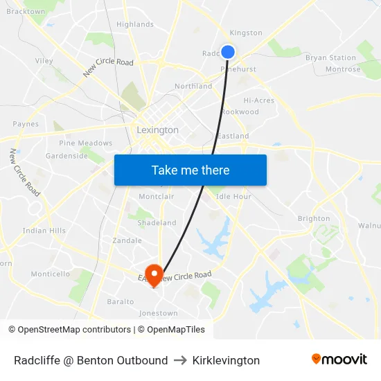 Radcliffe @ Benton Outbound to Kirklevington map