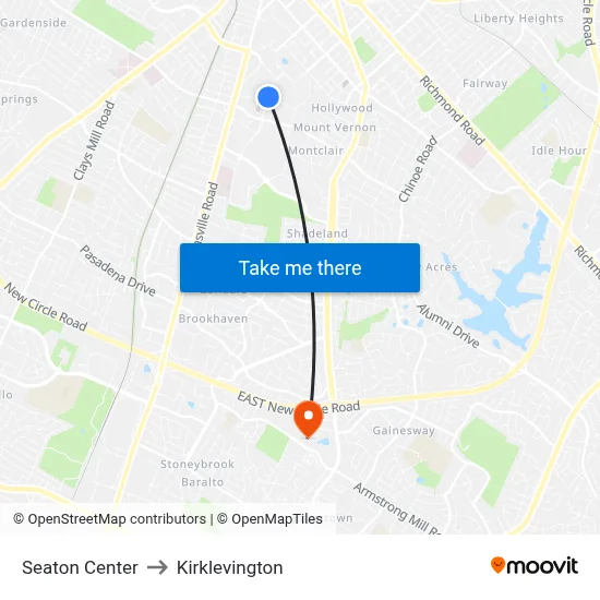 Seaton Center to Kirklevington map