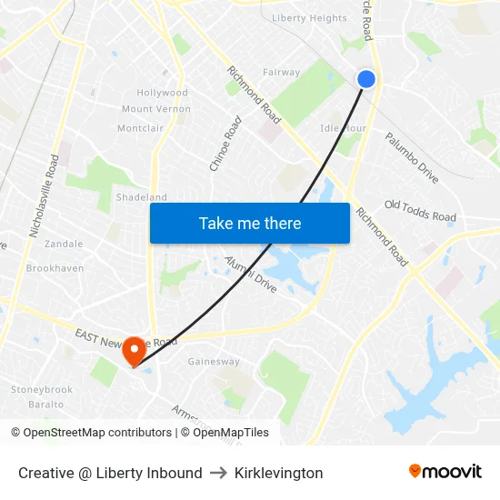 Creative @ Liberty Inbound to Kirklevington map