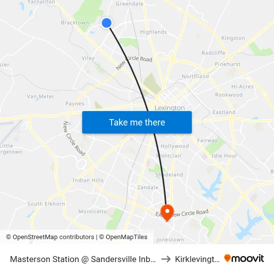 Masterson Station @ Sandersville Inbound to Kirklevington map