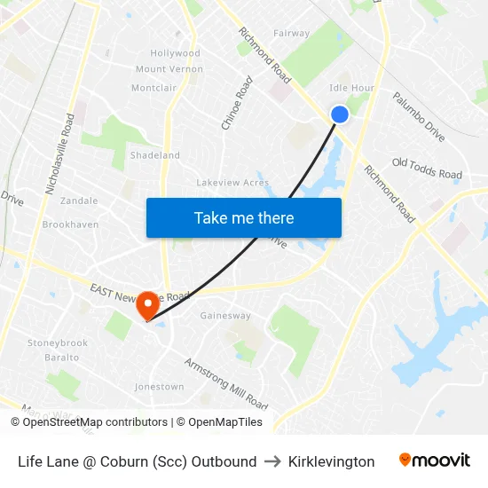 Life Lane @ Coburn (Scc) Outbound to Kirklevington map