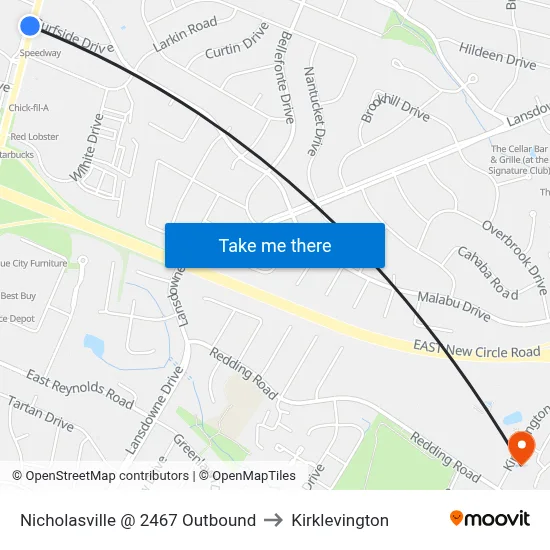 Nicholasville @ 2467 Outbound to Kirklevington map
