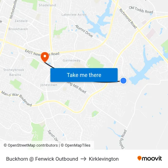 Buckhorn @ Fenwick Outbound to Kirklevington map