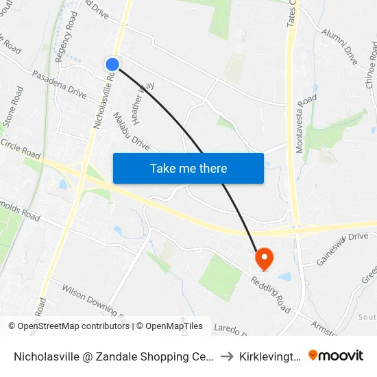 Nicholasville @ Zandale Shopping Center to Kirklevington map
