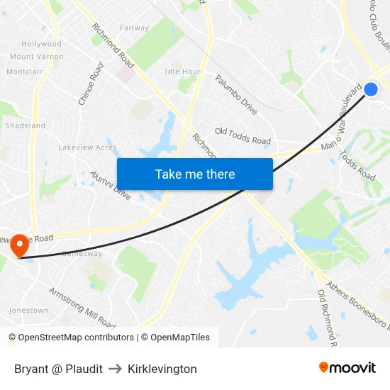 Bryant @ Plaudit to Kirklevington map