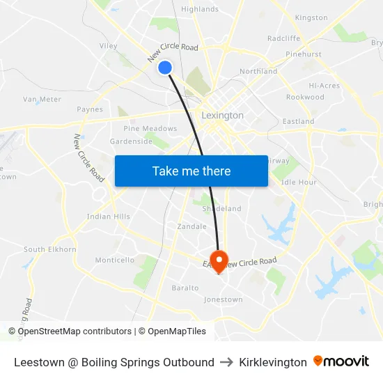 Leestown @ Boiling Springs Outbound to Kirklevington map