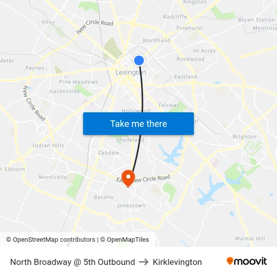 North Broadway @ 5th Outbound to Kirklevington map