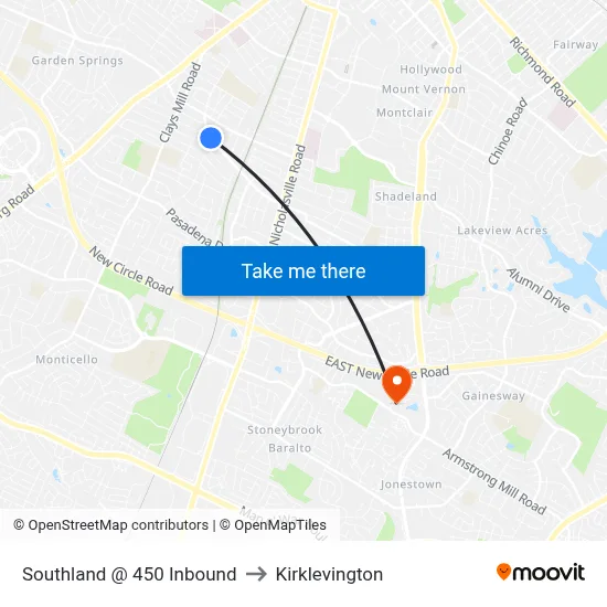 Southland @ 450 Inbound to Kirklevington map