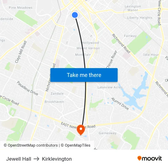 Jewell Hall to Kirklevington map