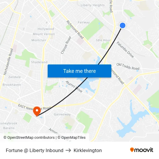 Fortune @ Liberty Inbound to Kirklevington map