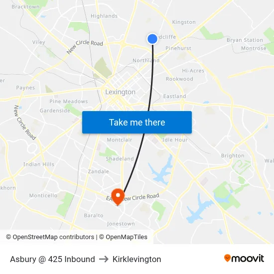 Asbury @ 425 Inbound to Kirklevington map