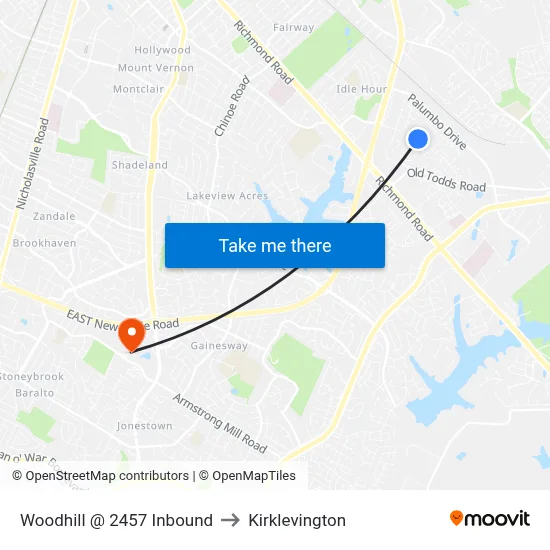 Woodhill @ 2457 Inbound to Kirklevington map