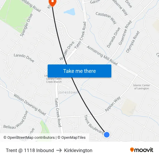 Trent @ 1118 Inbound to Kirklevington map