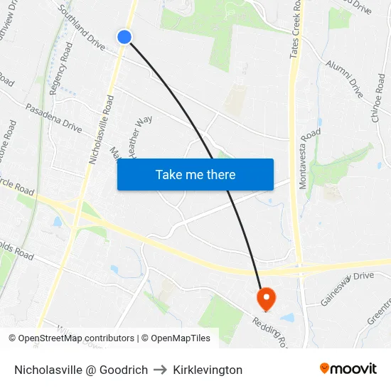 Nicholasville @ Goodrich to Kirklevington map