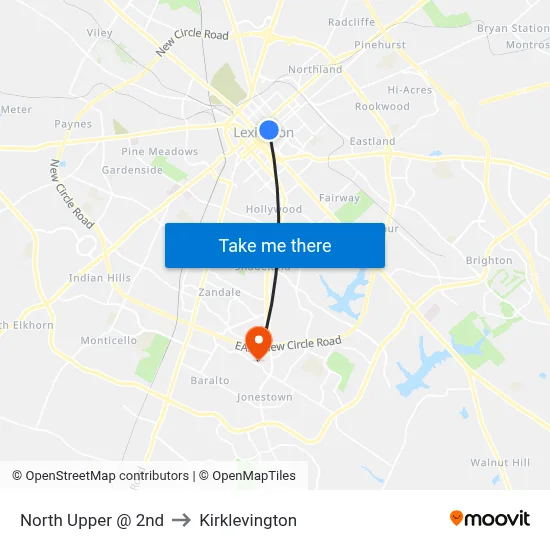North Upper @ 2nd to Kirklevington map