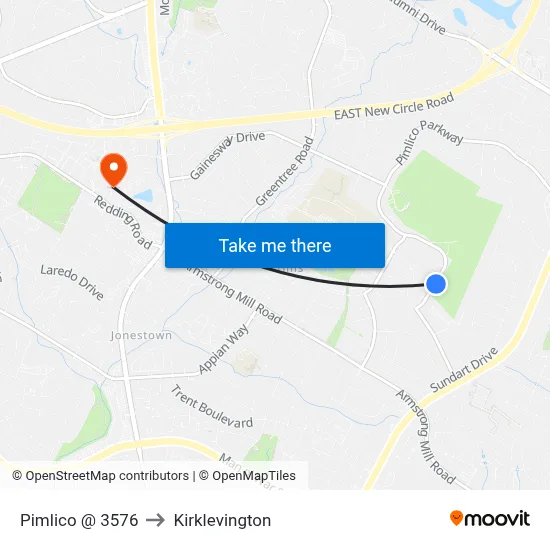 Pimlico @ 3576 to Kirklevington map