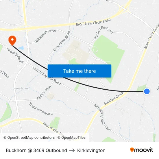 Buckhorn @ 3469 Outbound to Kirklevington map