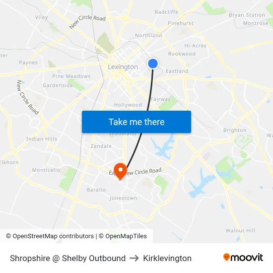 Shropshire @ Shelby Outbound to Kirklevington map