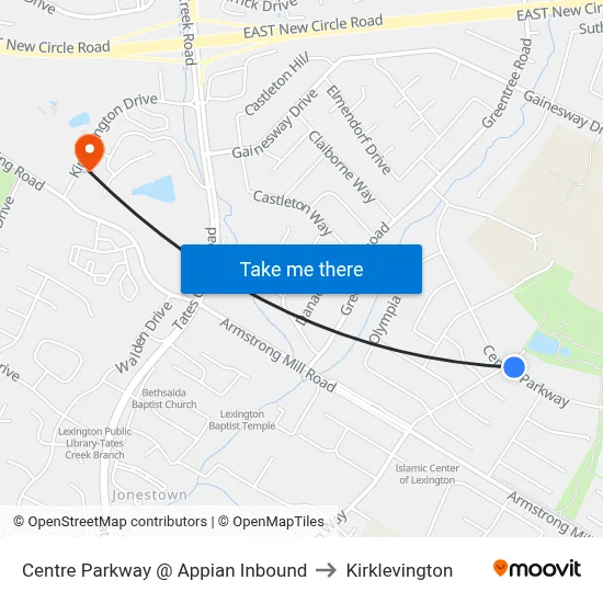 Centre Parkway @ Appian Inbound to Kirklevington map
