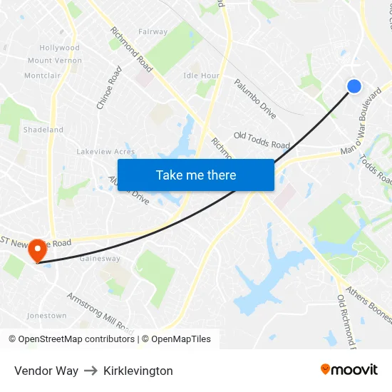 Vendor Way to Kirklevington map