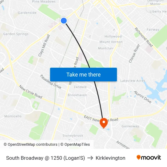 South Broadway @ 1250 (Logan'S) to Kirklevington map