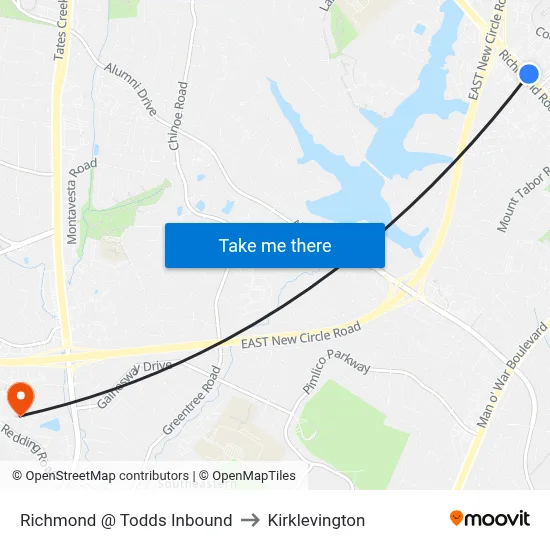 Richmond @ Todds Inbound to Kirklevington map