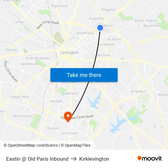Eastin @ Old Paris Inbound to Kirklevington map