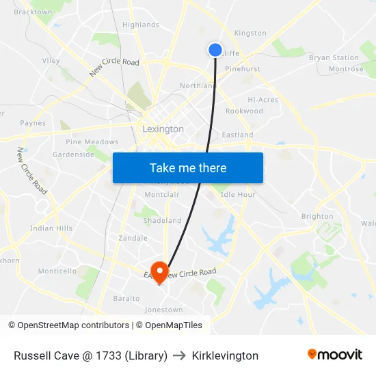 Russell Cave @ 1733 (Library) to Kirklevington map