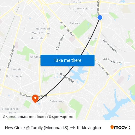 New Circle @ Family (Mcdonald'S) to Kirklevington map