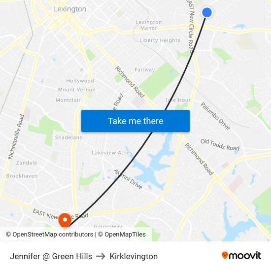 Jennifer @ Green Hills to Kirklevington map