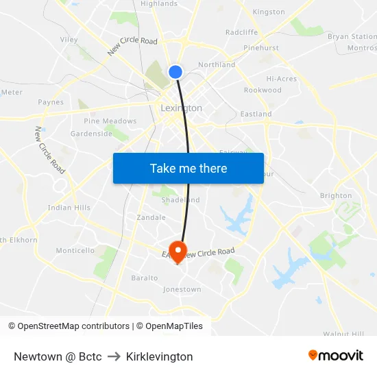 Newtown @ Bctc to Kirklevington map