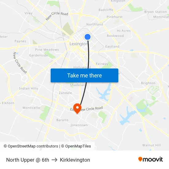 North Upper @ 6th to Kirklevington map