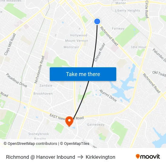 Richmond @ Hanover Inbound to Kirklevington map