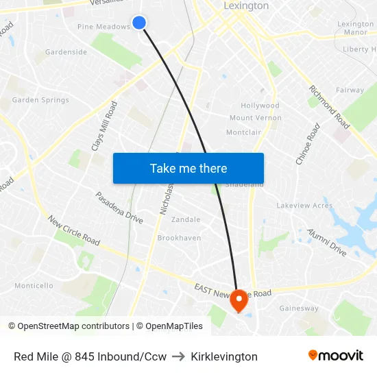 Red Mile @ 845 Inbound/Ccw to Kirklevington map