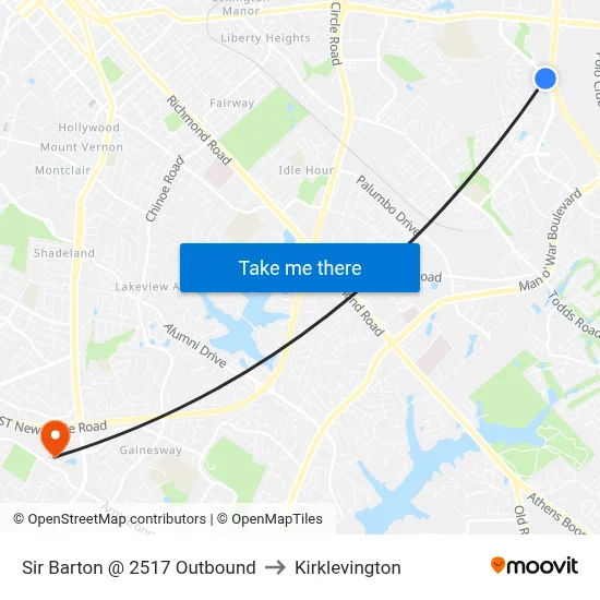 Sir Barton @ 2517 Outbound to Kirklevington map