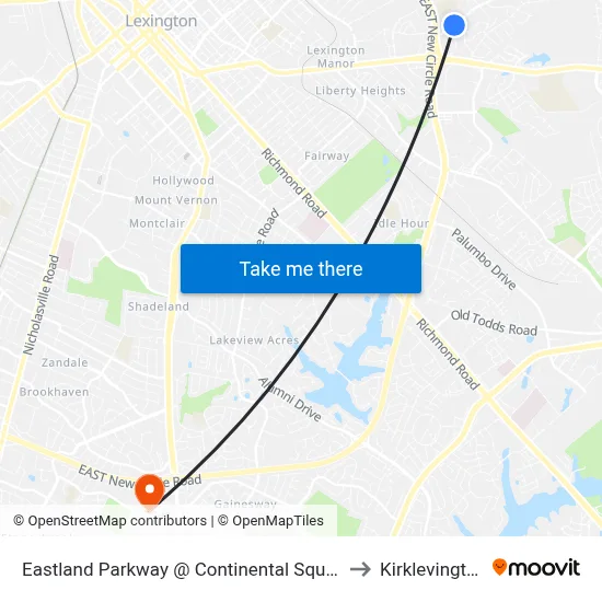 Eastland Parkway @ Continental Square to Kirklevington map
