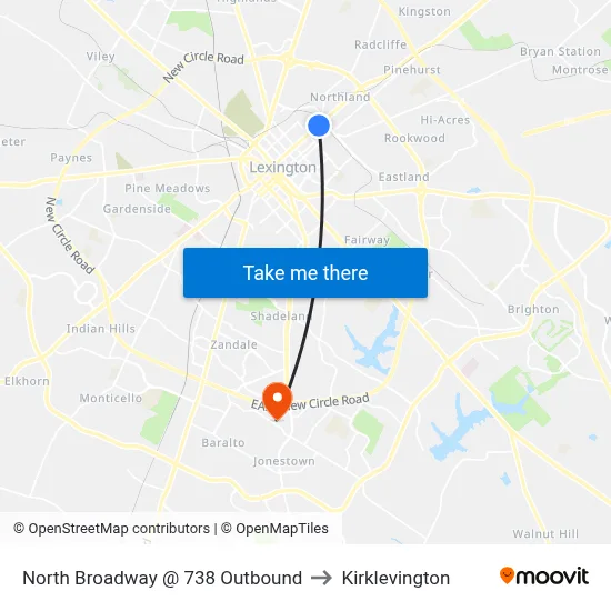 North Broadway @ 738 Outbound to Kirklevington map