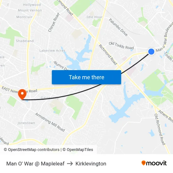Man O' War @ Mapleleaf to Kirklevington map