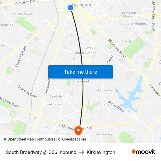South Broadway @ 366 Inbound to Kirklevington map