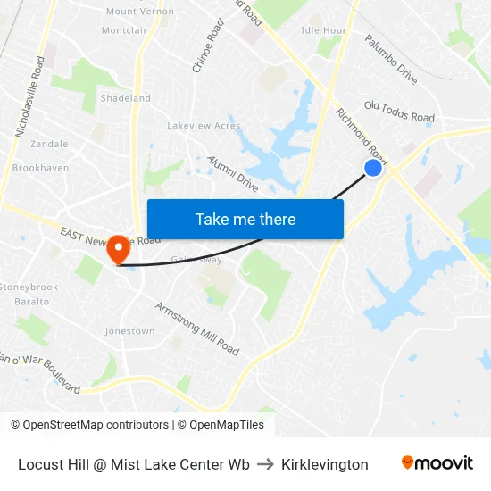 Locust Hill @ Mist Lake Center Wb to Kirklevington map