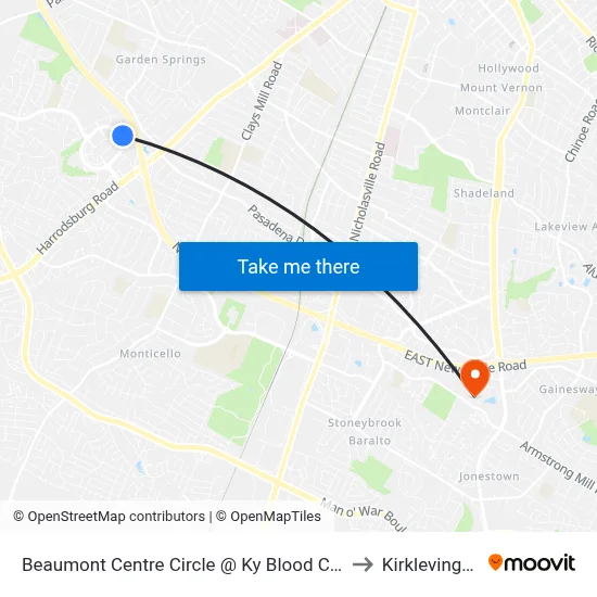 Beaumont Centre Circle @ Ky Blood Center to Kirklevington map