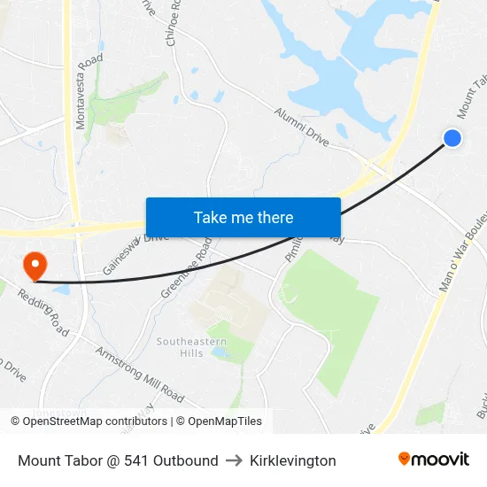 Mount Tabor @ 541 Outbound to Kirklevington map