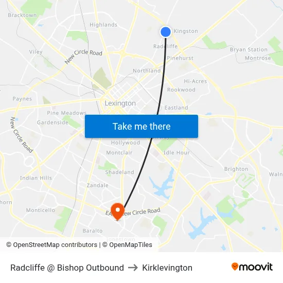 Radcliffe @ Bishop Outbound to Kirklevington map